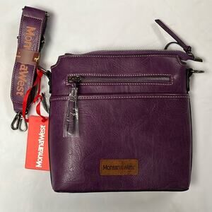 Montana West Bag Purple Adjustable Strap Crossbody Bucket 10 x 9 inch PU